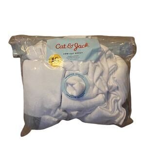 Cat & Jack Athletic Low Cut Socks Size L 3-10 Cushioned White 10 Pack